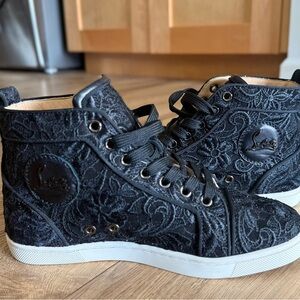 NEW * Christian Louboutin Black Lace Sneakers